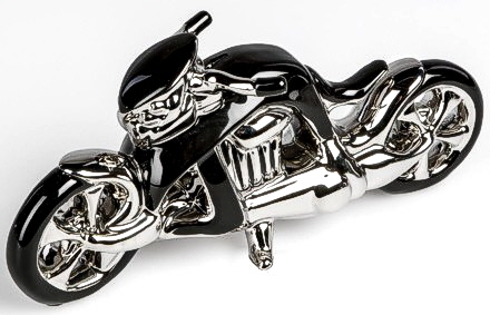 Motorrad schwarz-silber 28 cm