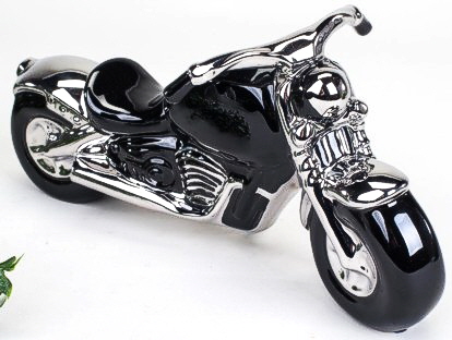 Motorrad schwarz-silber 31 cm