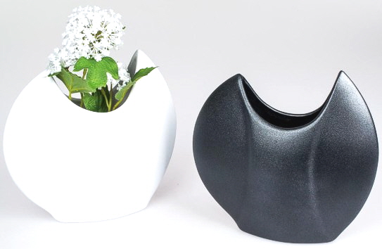 Vase schwarz-weiss 25 x 24 cm
