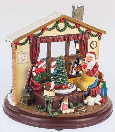 Spieluhr Santa mit Kinder 21 cm